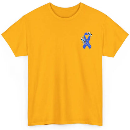 We Wear Blue Angelmans Syndrome Awareness Floral Blue Ribbon Classic Unisex T-Shirt