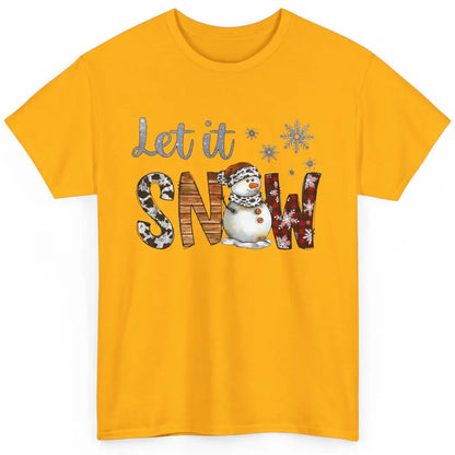 Leopard Snowman Let It Snow Snowflakes Western Christmas Classic Unisex T-Shirt