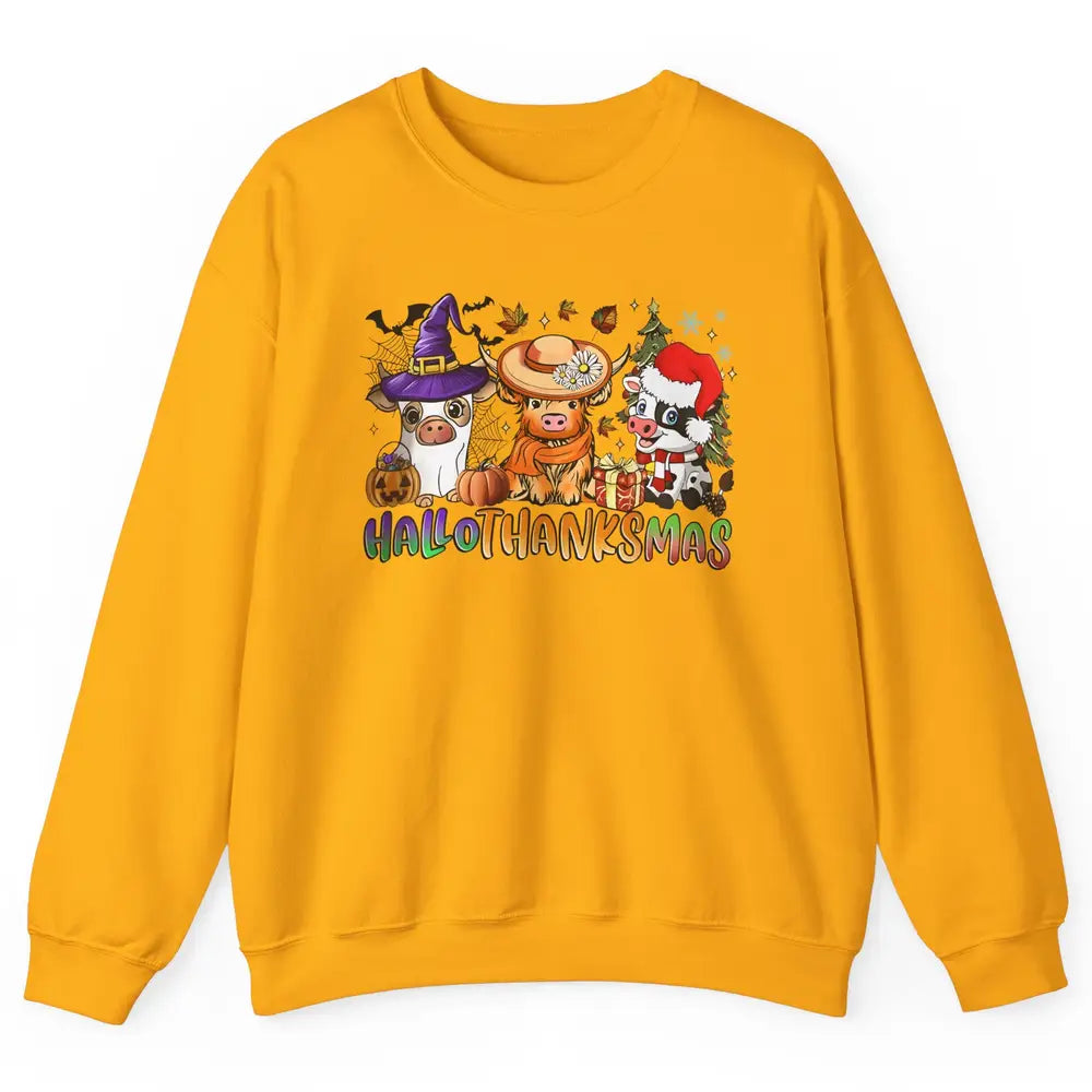 Baby Cow Pig Happy Hallo-thank-mas Fall Pumpkin Thanksgiving Unisex Crewneck Sweatshirt