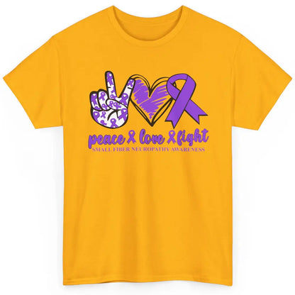 Small Fiber Neuropathy Purple Ribbon Peace Love Fight Classic Unisex T-Shirt