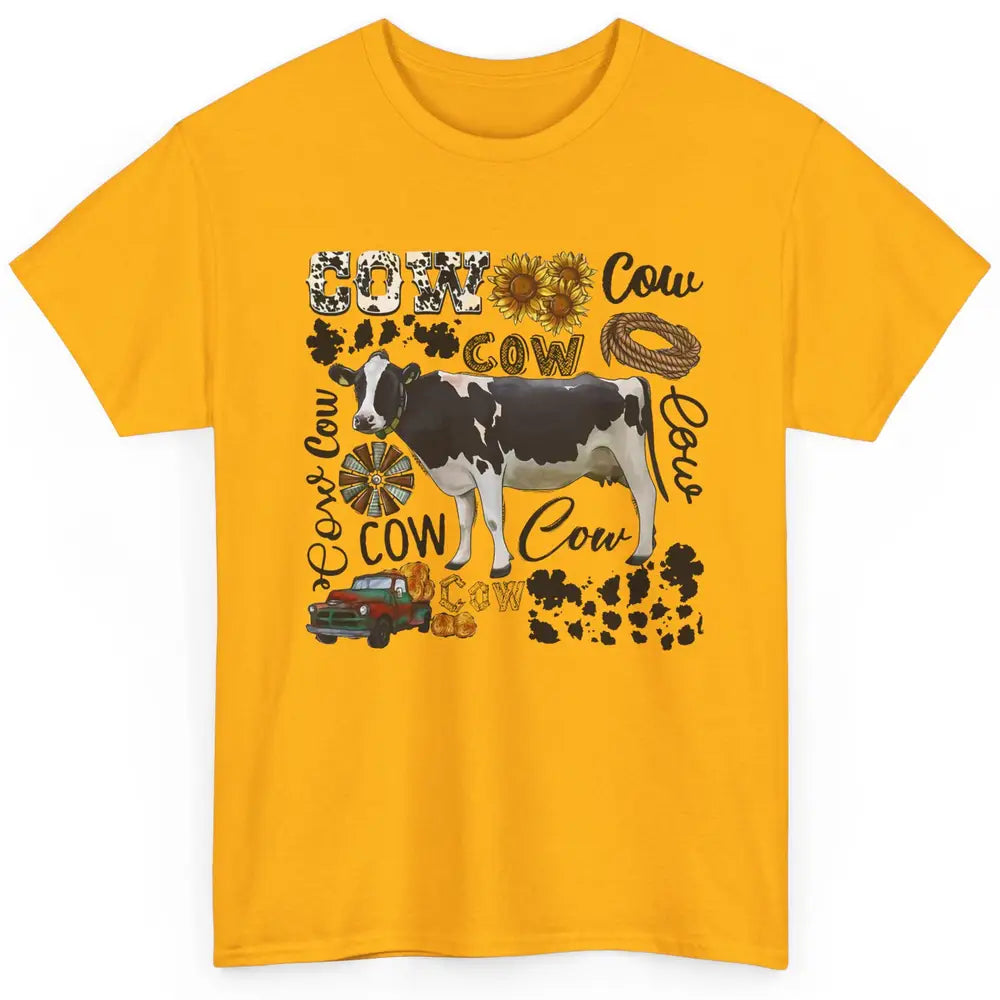 Cow Western Country Cow Sunflower Truck Farm Life Farmer Classic Unisex T-Shirt