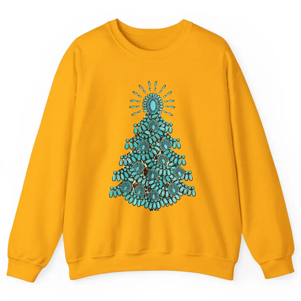 Turquoise Christmas Tree Western Christmas Country Farm Unisex Crewneck Sweatshirt