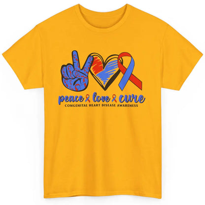 Congenital Heart Disease Blue Red Ribbon Peace Love Cure CHD Classic Unisex T-Shirt