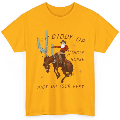 Cowboy Santa Giddy Up Jingle Horse Pick Up Western Christmas Classic Unisex T-Shirt