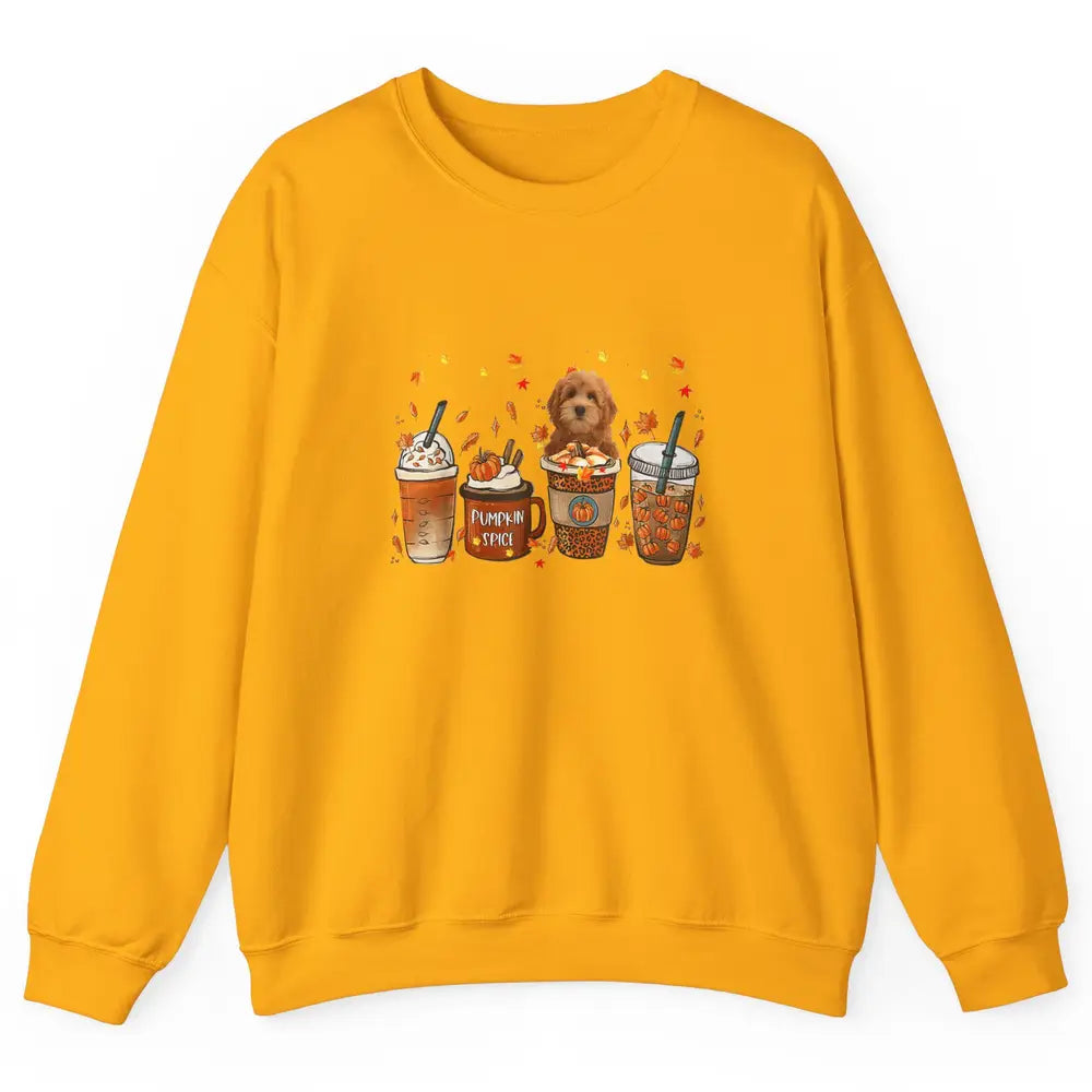 Golden Doodle Dog Fall Coffee Pumpkin Spice Dog Thanksgiving Unisex Crewneck Sweatshirt