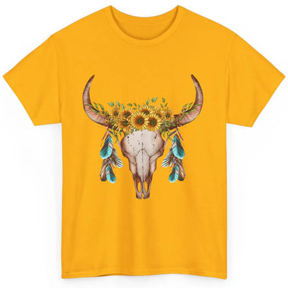 Floral Boho Bull Skull Wild Soul Turquoise Western Cowgirl Classic Unisex T-Shirt