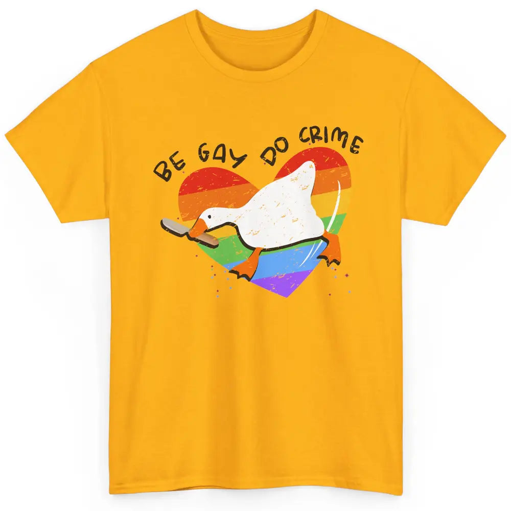 Vintage Duck Rainbow Be Gay Do Crime LGBTQ Community Rights Classic Unisex T-Shirt