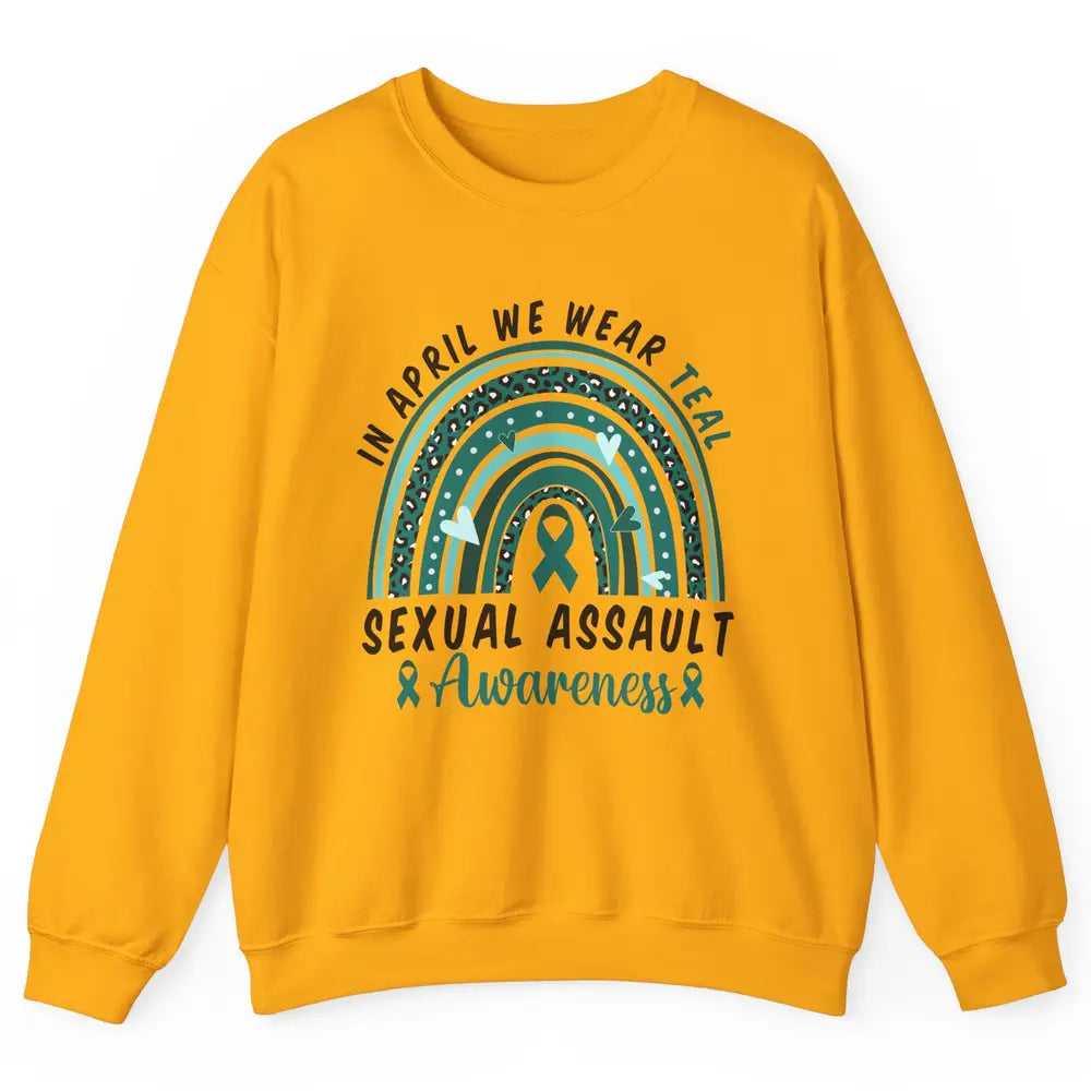 Sexual Assault Awareness Teal Ribbon Rainbow Awareness Gift Unisex Crewneck Sweatshirt