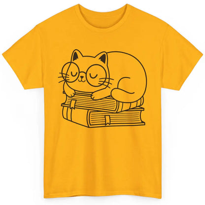 Cute Cat And Books Cute Reading Cat Lover Gift Librarian Classic Unisex T-Shirt