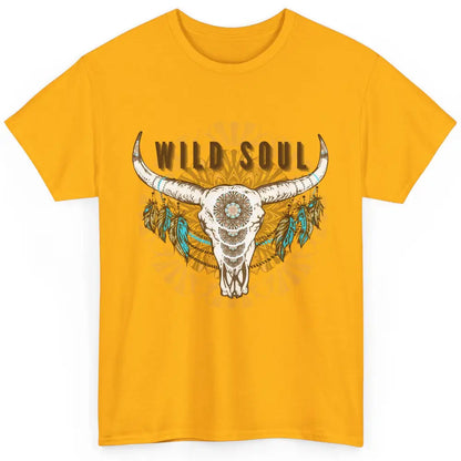 Boho Bull Skull Wild Soul Hippie Cowgirl Western Country Classic Unisex T-Shirt