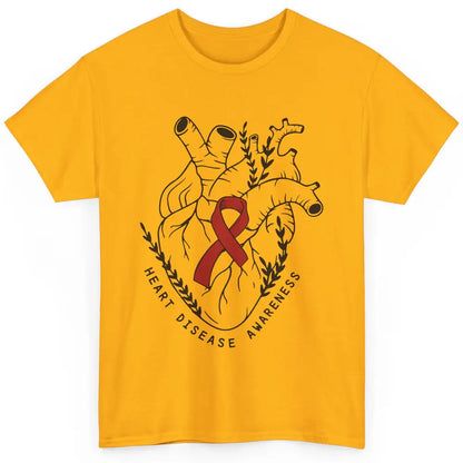 CHD Congenital Heart Disease Awareness Red Ribbon Heart Gift Classic Unisex T-Shirt