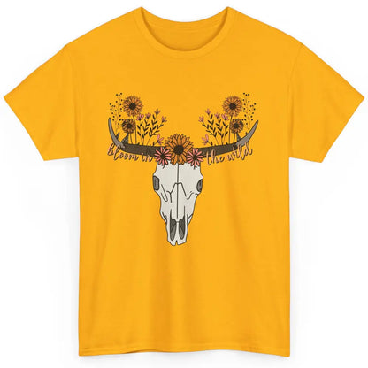 Cow Skull Bloom In The Wild Western Bull Skull Wildfloral Classic Unisex T-Shirt