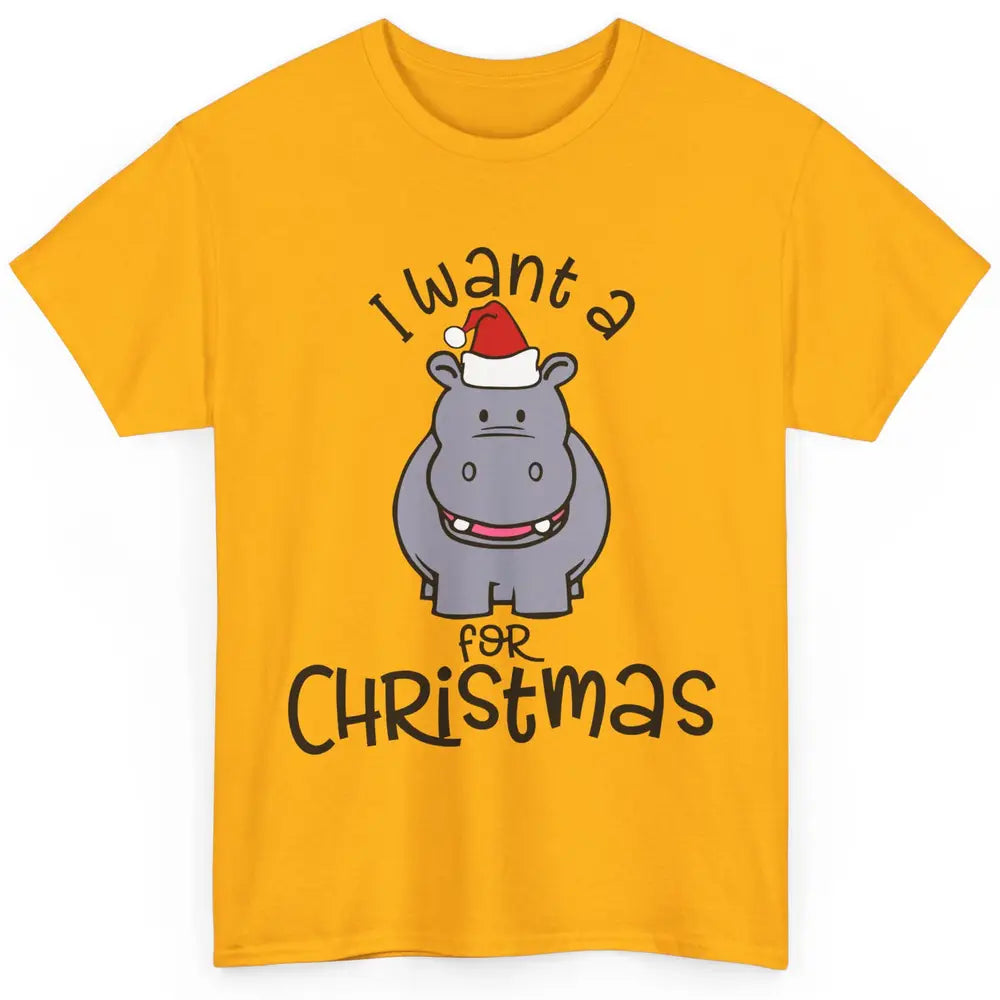 Funny I Want A Hippopotamus For Christmas Tree Hippo Santa Classic Unisex T-Shirt