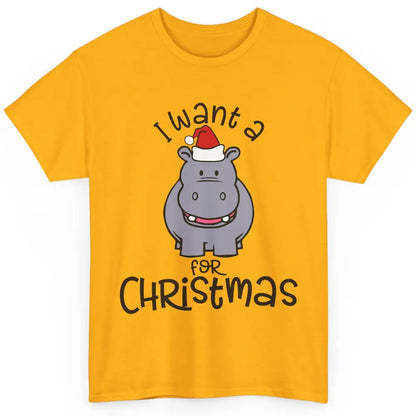 Funny I Want A Hippopotamus For Christmas Tree Hippo Santa Classic Unisex T-Shirt