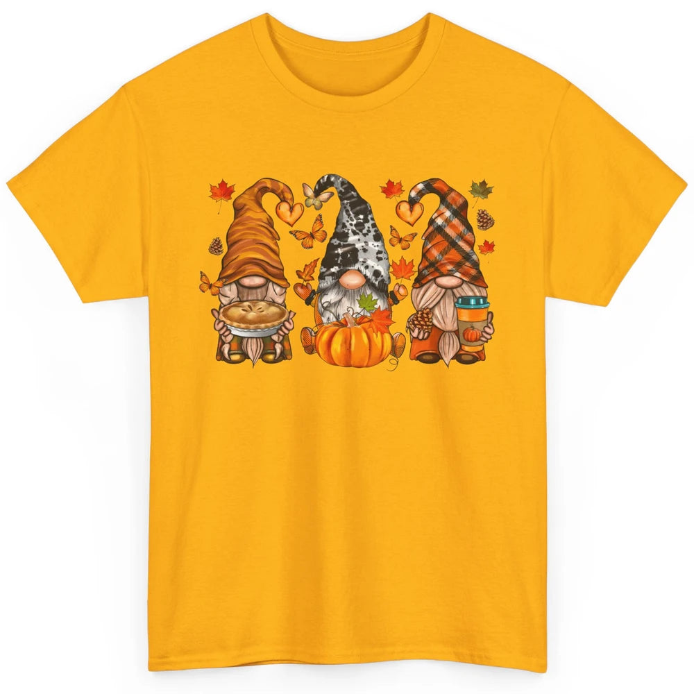 Retro Fall Gnomies Pumpkin Falling Leaves Thanksgiving Gnome Classic Unisex T-Shirt