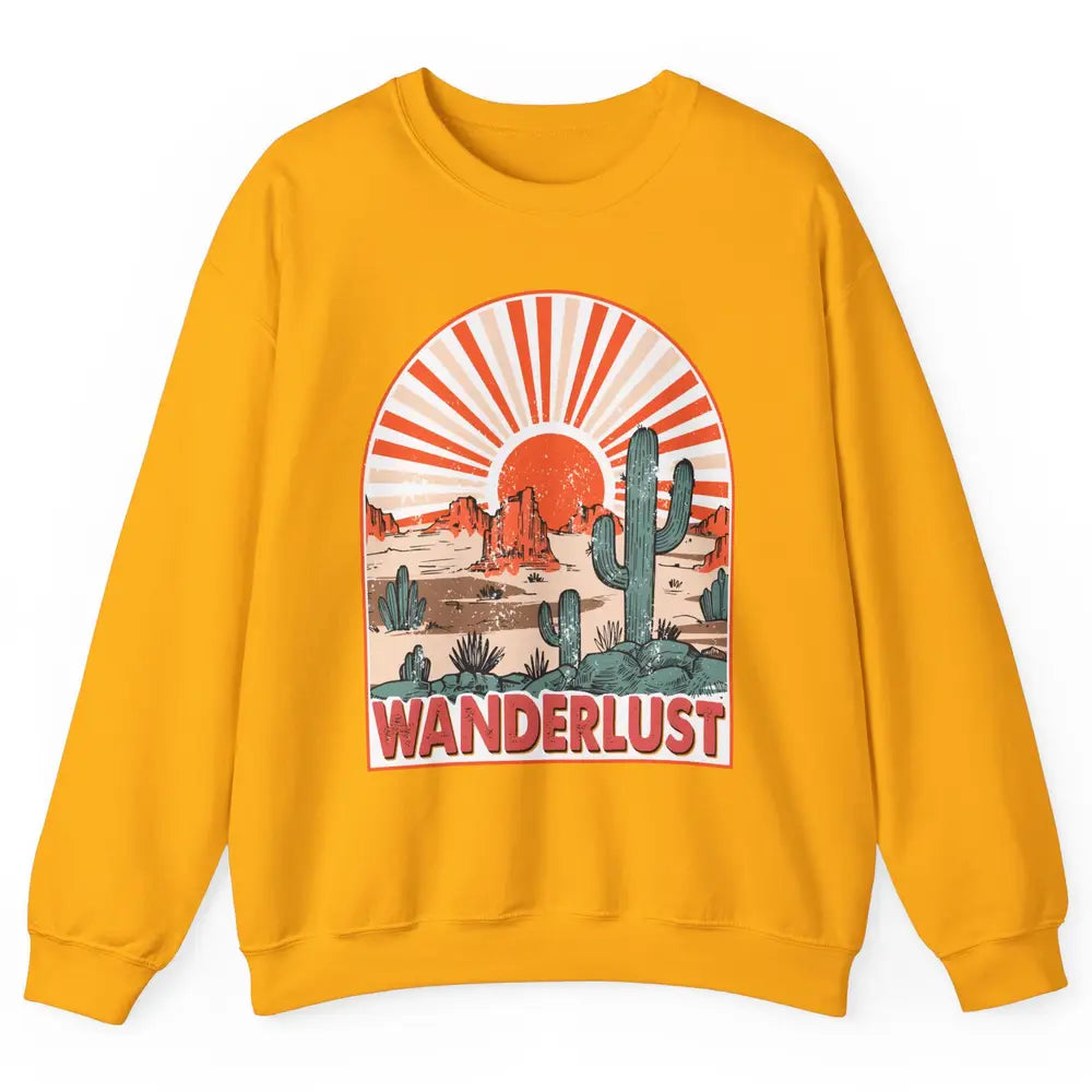 Vintage Desert Sunset Wanderlust Get Lost In Nature Outdoor Unisex Crewneck Sweatshirt