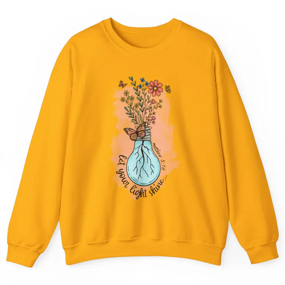 Wildflower Light Bulb Let Light Shine Christian Minimal God Unisex Crewneck Sweatshirt