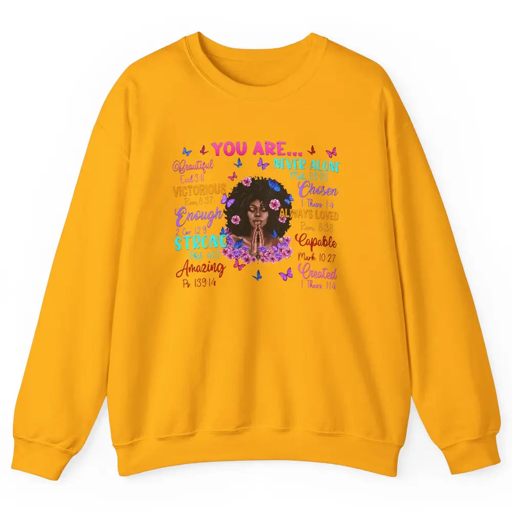 Afro Women Christian God Says I Am Bible Verse Religious Unisex Crewneck Sweatshirt