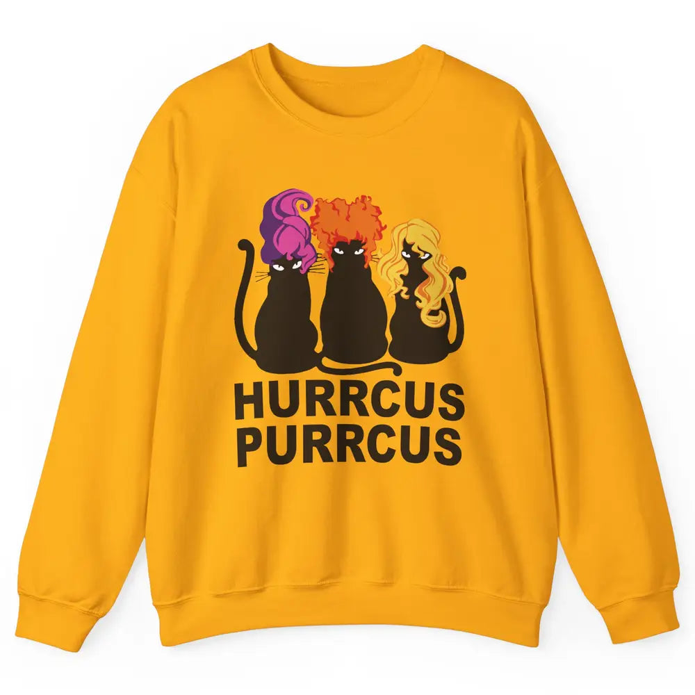 Black Cat Witch Hurrcus Purrcus Halloween Costume Cat Lovers Unisex Crewneck Sweatshirt