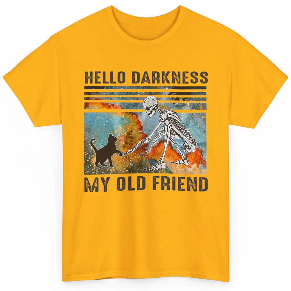 Black Cat And Skeleton Hello Darkness My Old Friend Cat Love Classic Unisex T-Shirt