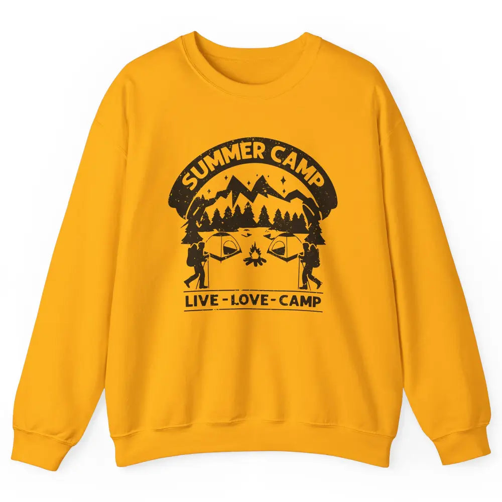 Summer Camp Live Love Camp Vacation Camping Hiking Retro Unisex Crewneck Sweatshirt