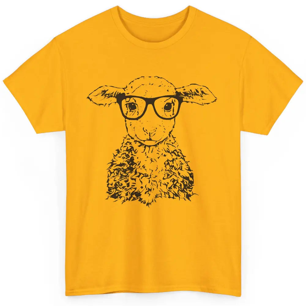 Cute Sheep Glasses Nerdy Farm Animal Hipster Sheep Lovers Classic Unisex T-Shirt