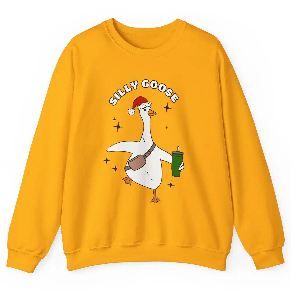 Funny Silly Goose Boojee Christmas Goose Bag And Cup Holiday Unisex Crewneck Sweatshirt