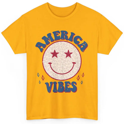 America Vibes Smile Patriotic 4th Of July Happy Face Summer Classic Unisex T-Shirt