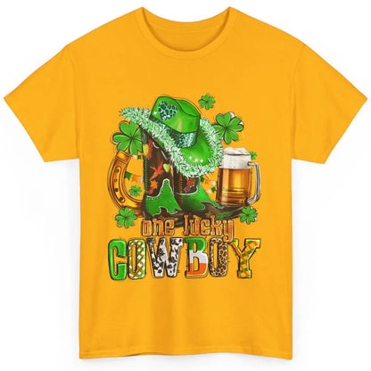 Western Lucky Cowboy Boots Clover Leopard St Patricks Day Classic Unisex T-Shirt