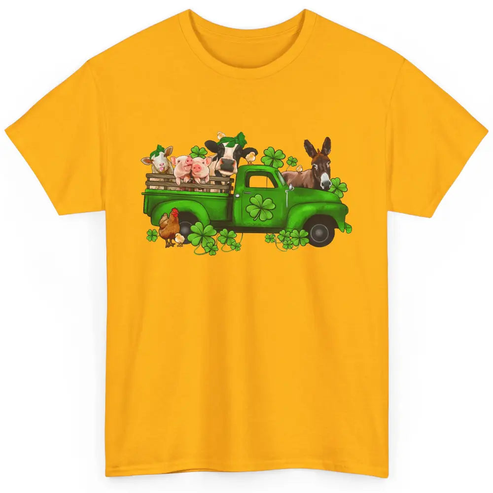 Farm Animals Truck Shamrock Clover St Patricks Day Retro Classic Unisex T-Shirt