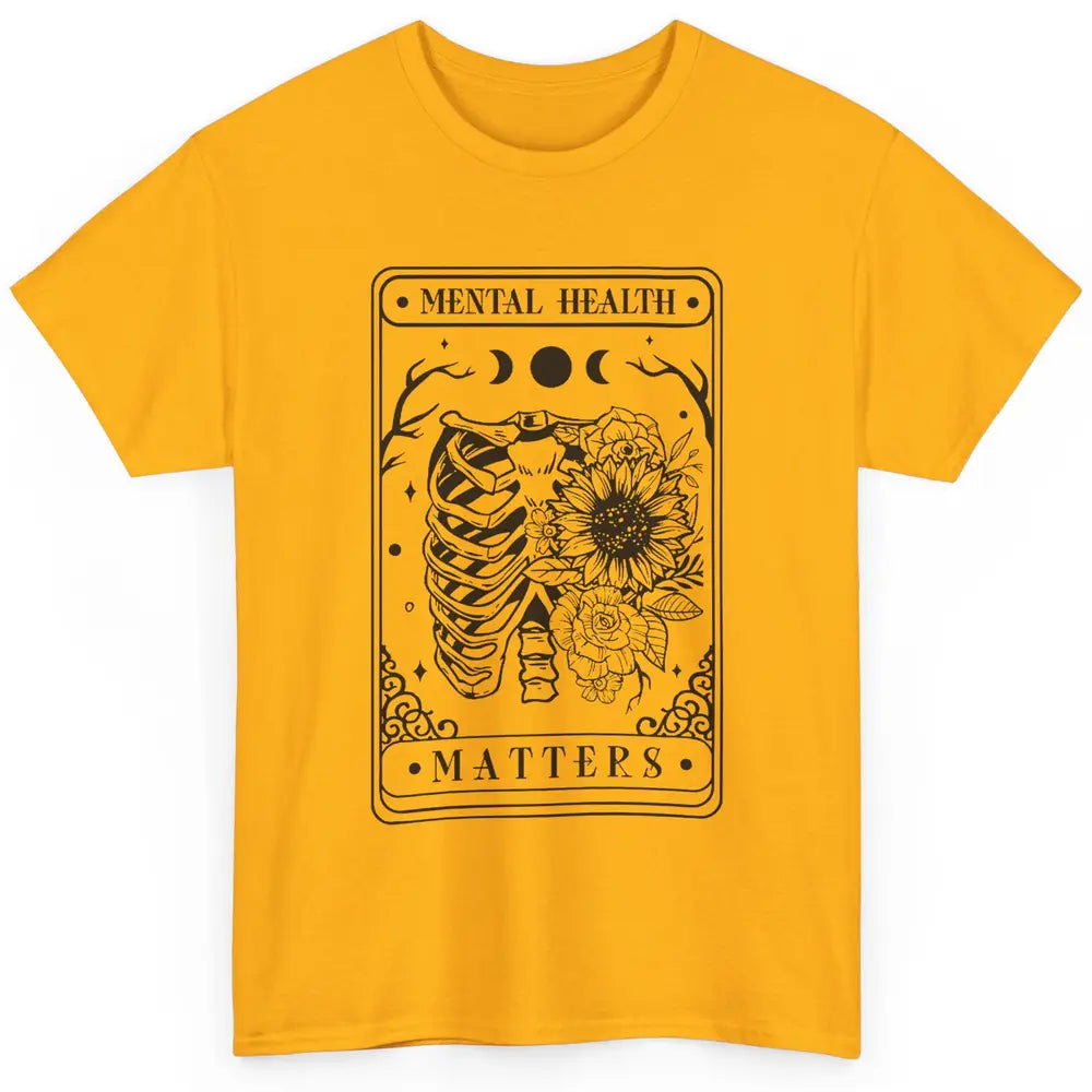 Floral Rib Cage Mental Health Matters Tarot Card Halloween Classic Unisex T-Shirt