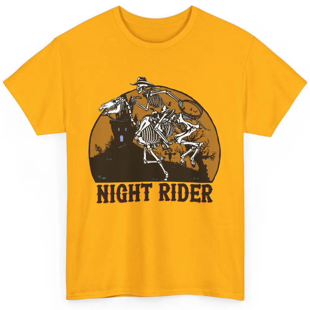 Cowboy Skeleton Bucking Horse Night Rider Western Halloween Classic Unisex T-Shirt