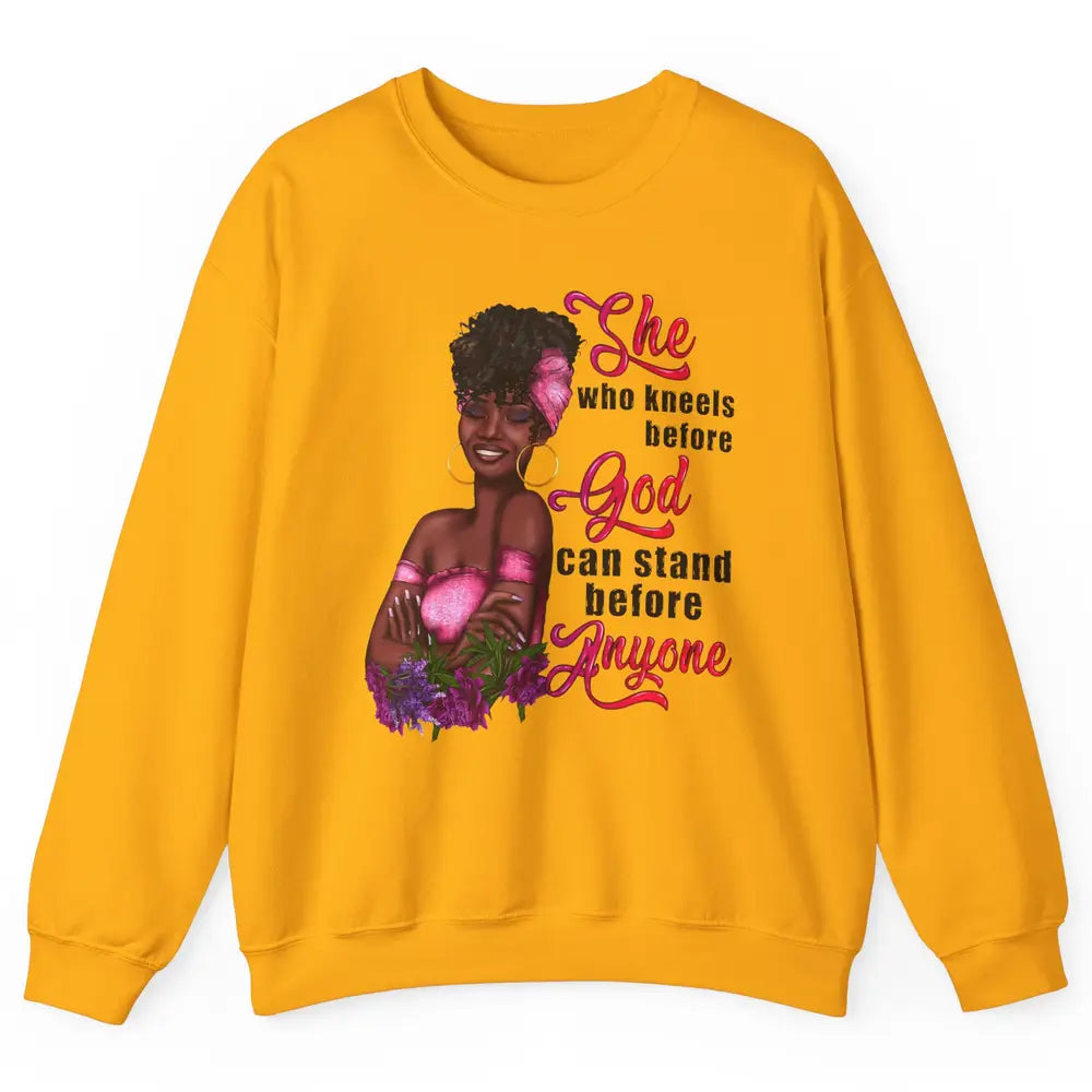 Black Girl She Who Kneels Before God Christian Afro Women Unisex Crewneck Sweatshirt