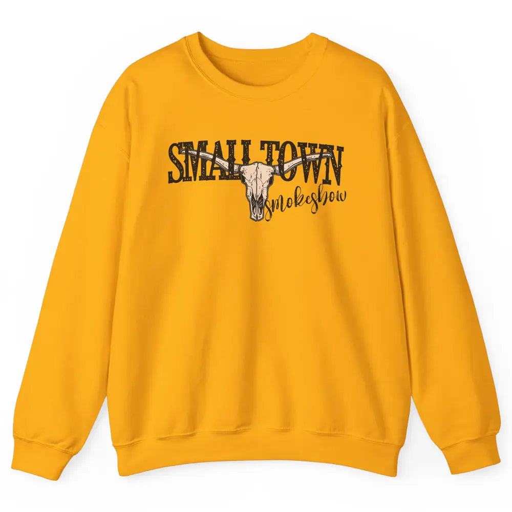 Boho Bull Skull Small Town Smokeshow Western Country Cowgirl Unisex Crewneck Sweatshirt