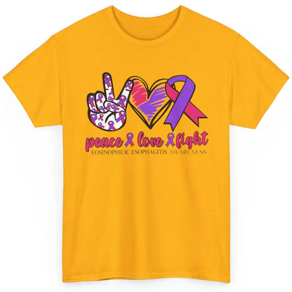 Eosinophilic Esophagitis Awareness Ribbon Peace Love Fight Classic Unisex T-Shirt