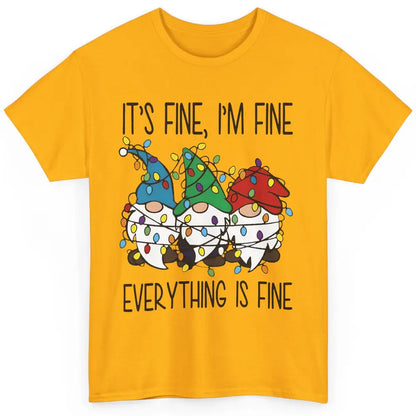 Funny Gnomes Christmas Light I'm Fine Everything's Fine Classic Unisex T-Shirt