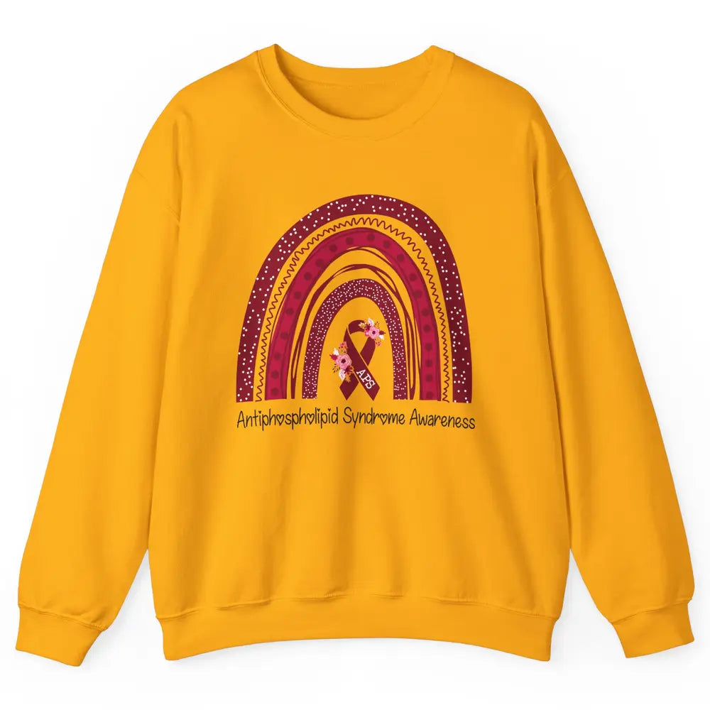 Antiphospholipid Syndrome Awareness APS Burgundy Rainbow Unisex Crewneck Sweatshirt