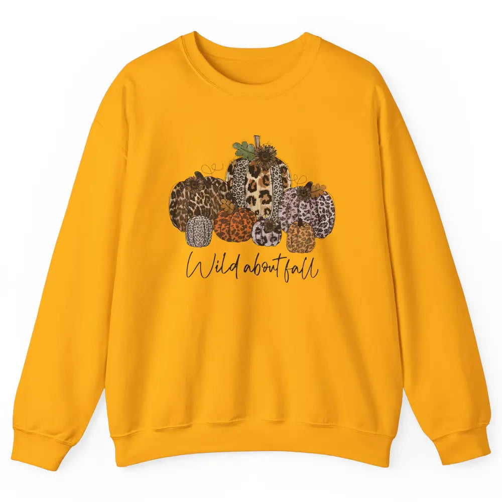 Leopard Pumpkin Patch Wild About Fall Thanksgiving Halloween Unisex Crewneck Sweatshirt