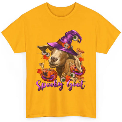 Funny Goat Witch Pumpkin Fall Leaves Halloween Goat Mom Classic Unisex T-Shirt