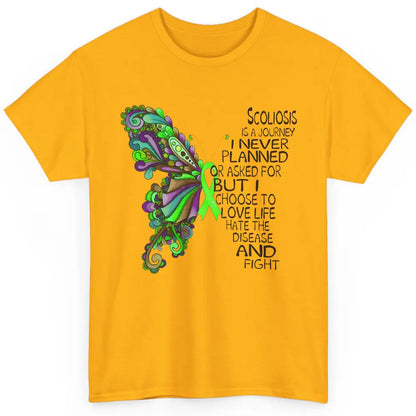 Scoliosis Is A Journey Scoliosis Awareness Butterfly Ribbon Classic Unisex T-Shirt