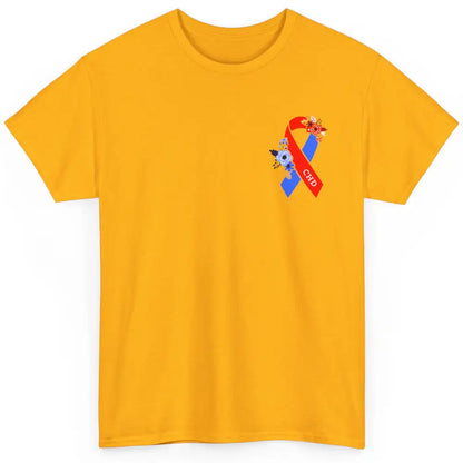 CHD Congenital Heart Disease Awareness Floral Ribbon Pocket Classic Unisex T-Shirt