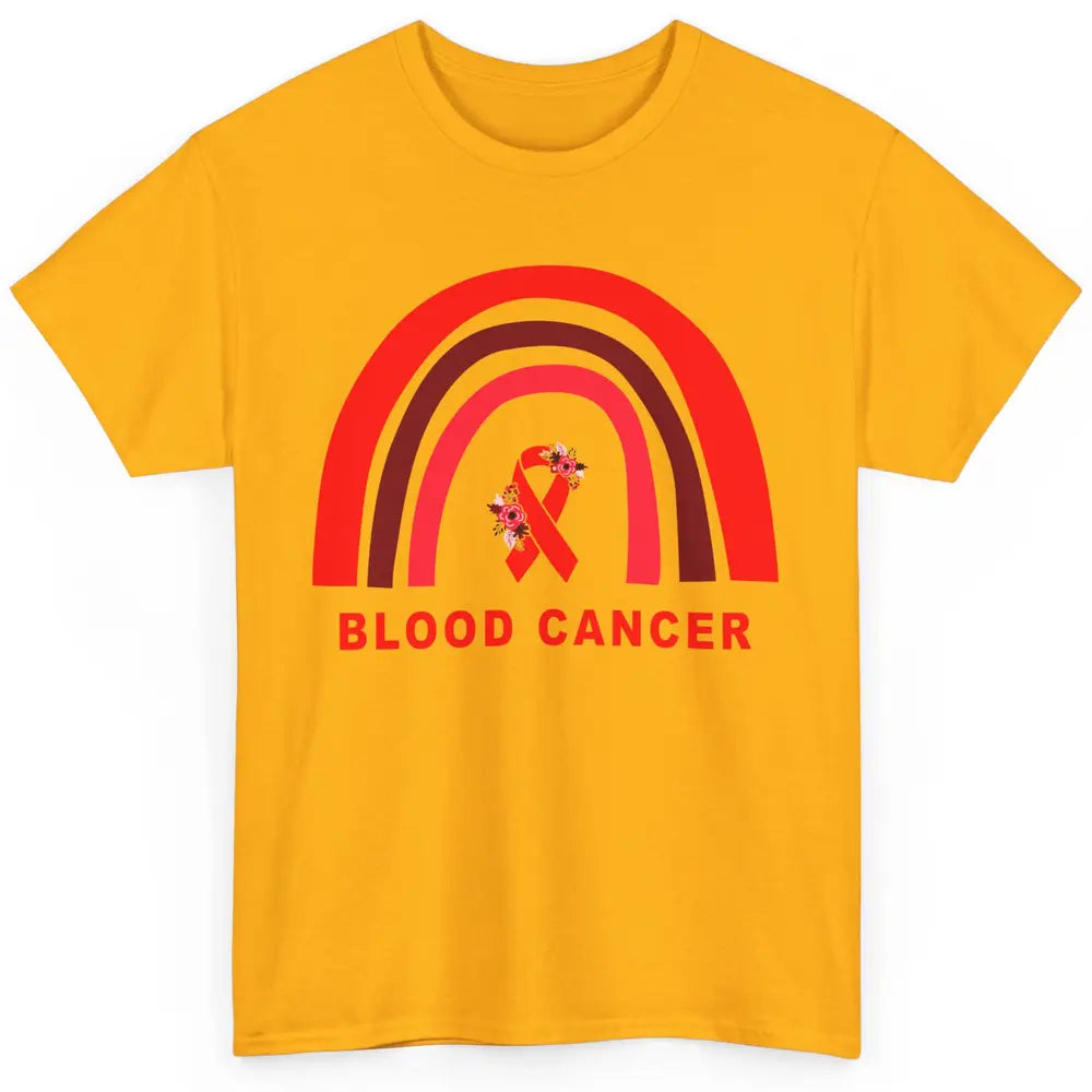 Blood Cancer Awareness Floral Red Ribbon Cute Rainbow Classic Unisex T-Shirt