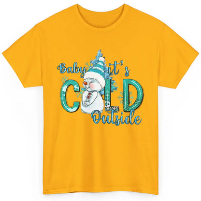 Christmas Cute Snow Man It's Cold Outside Freezing Season Classic Unisex T-Shirt