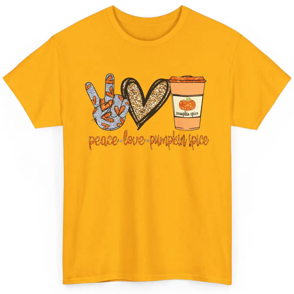 Peace Love Fall Pumpkin Spice Fall Halloween Thanksgiving Classic Unisex T-Shirt