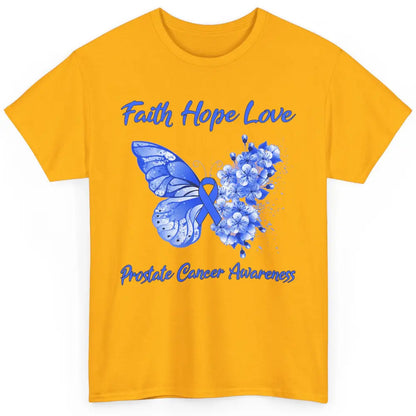 Butterfly Faith Hope Warrior Prostate Cancer Blue Ribbon Classic Unisex T-Shirt