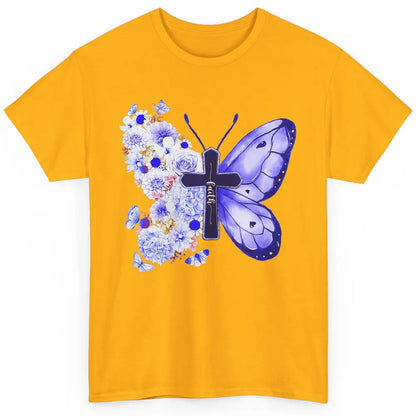 Butterfly Cross Faith Floral God Jesus Christian Bible Women Classic Unisex T-Shirt