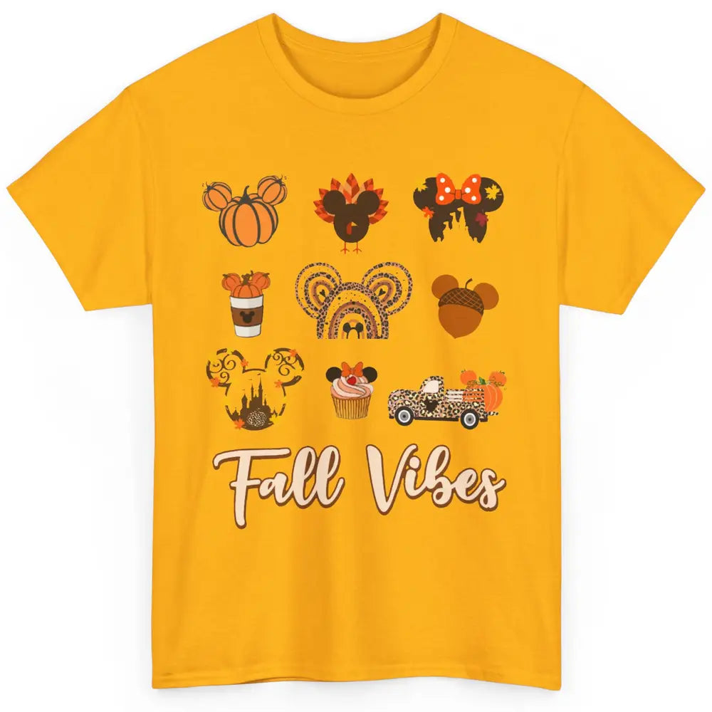 Retro Fall Vibes Pumpkin Turkey Halloween Fall Thanksgiving Classic Unisex T-Shirt