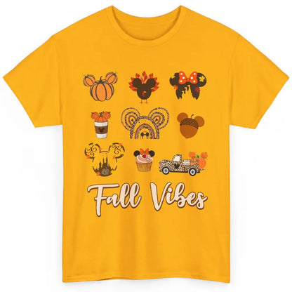 Retro Fall Vibes Pumpkin Turkey Halloween Fall Thanksgiving Classic Unisex T-Shirt