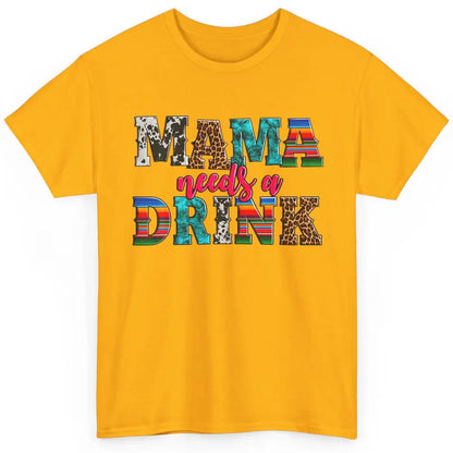 Western Mama Needs Drink Leopard Turquoise Mothers Day Retro Classic Unisex T-Shirt