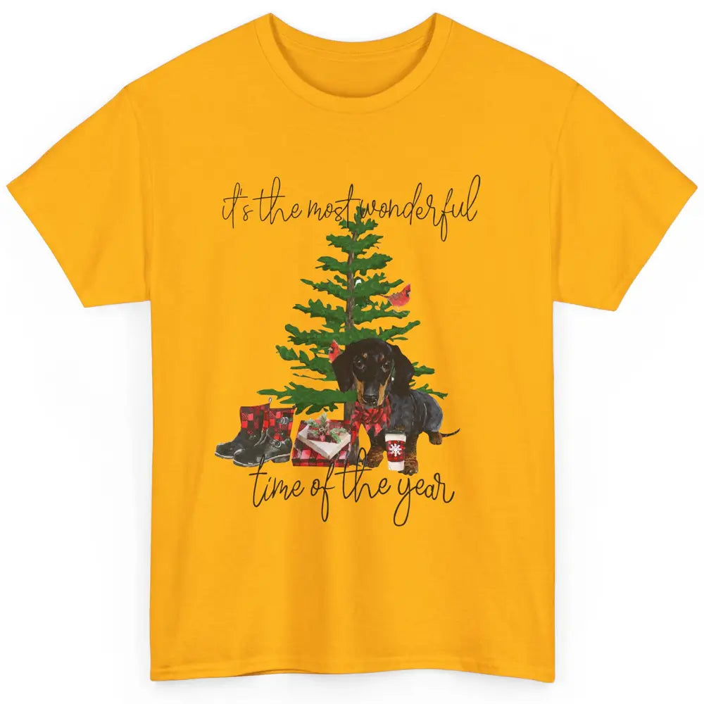 Dachshund Christmas Tree The Most Wonderful Time Of The Year Classic Unisex T-Shirt